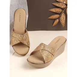 Lazera Embellished Ethnic Wedge Sandals image 1