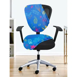 Lazi 2 Pieces Cupcake Printed Blue Office Chair Covers-picture-36