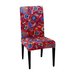 Lazi Red & Blue Floral Printed Stretchable Chair Cover-picture-33