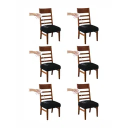 Lazi Set Of 6 Black 220 GSM Dryfit Dining Chair Base Covers-picture-17