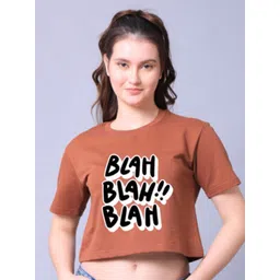 Lazy Lush Typography Printed Round Neck Short Sleeves Cotton Crop Top-picture-22