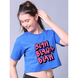 Lazy Lush Typography Printed Round Neck Short Sleeves Cotton Crop Top-picture-11