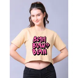 Lazy Lush Typography Printed Round Neck Short Sleeves Cotton Crop Top-picture-36