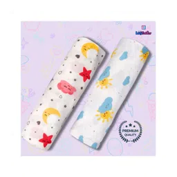 LazyToddler Cotton Soft Flannel Swaddles Wrap for Newborn Baby Set of 2 (Pink Moon & Sun)-picture-34