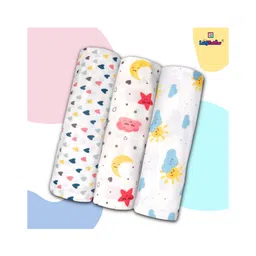 LazyToddler Cotton Soft Premium Flannel Swaddles Wrap for Newborn Baby Set of 3 (Hearts,Moon & Sun)-picture-13