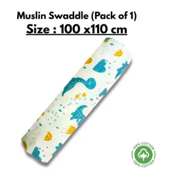 LazyToddler Multipurpose Swaddle Wrap 100% MuslinSingle Pc Fish Print- Multicolour-picture-32