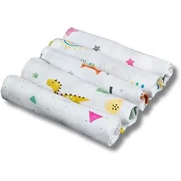 LazyToddler Muslin Cotton Cloth Premium Baby Washcloth for New Born, Washable, Reusable, Absorbent, Extra Soft Face Towels/Washcloth for Babies, 0-18 Months Kids, Pack of 5 Pcs, Multicolour-picture-6