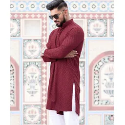 lazzly Men Printed, Chikan Embroidery Viscose Rayon Straight Kurta-picture-20