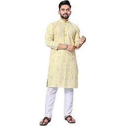 lazzly Men's Traditional Cotton Embroidery Mirror for Men Only Kurta-picture-38
