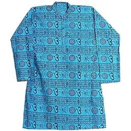 ldhsati Full Sleeve Short Om Printed Straight Fit Kurtas Kurta Pure Cotton Kurta For Men's Man Men And Boy's Blue Color (42)-picture-10