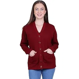 le arc Women Woolen v-Neck Cardigan Sweater for Winter wear with Front Pockets-picture-26