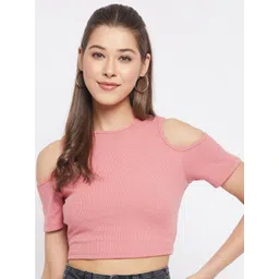 LE BOURGEOIS Round Neck Cold Shoulder Crop Top-picture-13