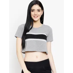 LE BOURGEOIS Striped Loose Fit Boxy Crop T-Shirt-picture-32