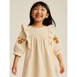 Le Nino Embroidered Puff Sleeve A-Line Midi Dress-picture-24