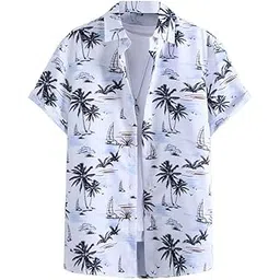 Men's Cotton Blend Printed Stitched Half Sleeve Regular Fit Shirt-image-1