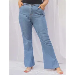 Lea Clothing Co. Women Smart Flared High-Rise Pure Cotton Bootcut Jeans-picture-12