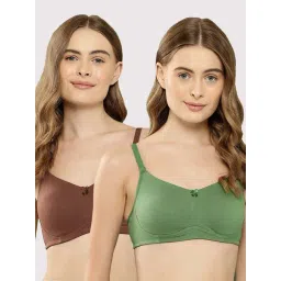 Leading Lady Brown & Green Solid T-Shirt Bra - Pack of 2-picture-33