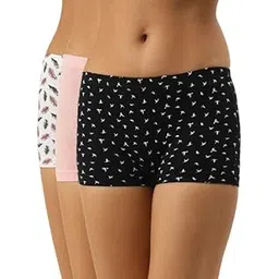 leading lady Cotton Printed Boyshort Underwear for Women Soft Mid Rise Double Layer Gusset Outer Elastic Pack of 3-picture-33