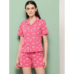 Leading Lady Magenta Cotton Printed Night Suit-picture-10