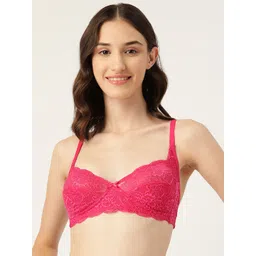 Leading Lady Magenta Floral Bra Lace Non Padded-picture-23