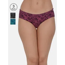 Leading Lady Pack of 3 Black Blue Women Printed Briefs-picture-30