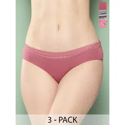 Leading Lady Pack of 3 Mid-Rise Laced Hipster Briefs-picture-24