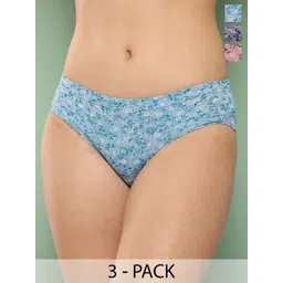 Leading Lady Pack Of 3 Printed Mid Rise Hipster Brief image 1