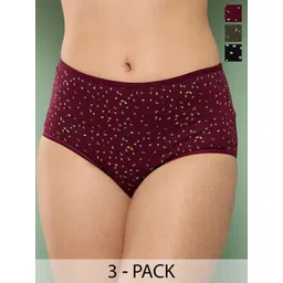 Leading Lady Pack Of 3 Printed Mid-Rise Hipster Briefs-picture-41