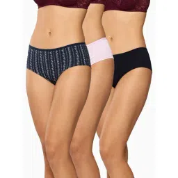 Leading Lady Pink & Navy Blue Cotton Printed Panties Pack of 3-picture-28