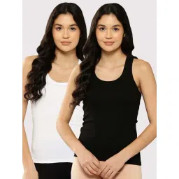 Leading Lady White & Black Cotton Tank Top - Pack of 2-picture-20