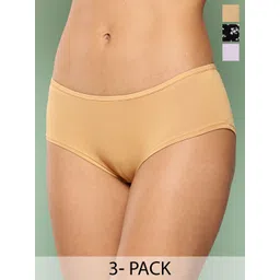 Leading Lady Women Pack Of 3 Assorted Low-Rise Cotton Boy Shorts-picture-37