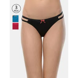 Leading Lady Women Pack Of 3 Multicolor Solid Bikini Briefs-picture-37