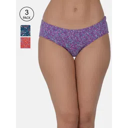 Leading Lady Women Pack Of 3 Printed Pure Cotton Hipster Briefs-picture-33