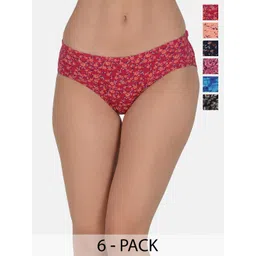 Leading Lady Women Pack Of 6 Floral Printed Cotton Hipster Briefs-picture-26