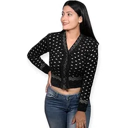 leafbird Kuku Hosiery Dot Pattern Full Sleeves Saree Blouse for Women| Buttoned Winter top|Winter wear for Adult Girls/Women-picture-18