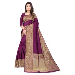 LEAFFEB Woven Design Zari Pure Silk Banarasi Saree-picture-40