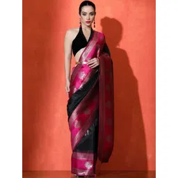 LEAFFEB Woven Design Zari Work Banarasi Saree With Blouse-picture-31