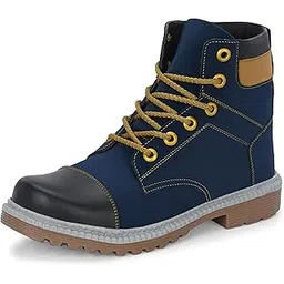 Leather Black Solid Tough Heavy Duty High Ankle Length Mens Casual Long Boots Shoe Island for Men (BAB985-AZ)-picture-40