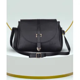 leather land Black Women Sling Bag Buckle Sling IN Black-picture-26