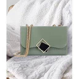 leather land Green Women Sling Bag Designer Box Golden chain in GREEN-picture-23