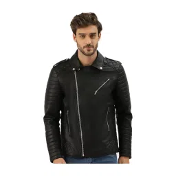 Leather Retail Black Solid Full Sleeves Jacket image 1