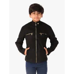 Leather Retail Boys Black Solid Full Sleeves Jacket-picture-36