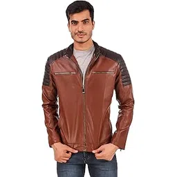 leather retail Brown Crafted Design Faux Leather Jacket For Man’s-picture-34