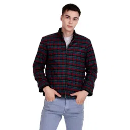 Leather Retail Multi Tweed Regular Fit Checked Jacket-picture-39