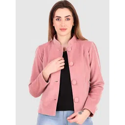 Leather Retail Stand Collar Lightweight Crop Tailored Jacket-picture-28