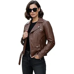 leather retail Stylish Brown Jacket For Women's-picture-15