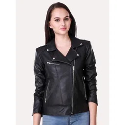 Leather Retail Women Black Crop Biker Jacket-picture-17