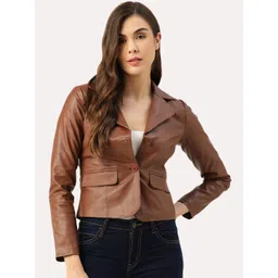 Leather Retail Women Crop Outdoor Leather Jacket-picture-39