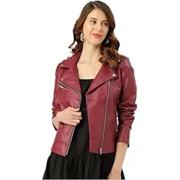 leather retail Women Faux Leather Regular Jacket (Cherry) LRFRCH0511-picture-33