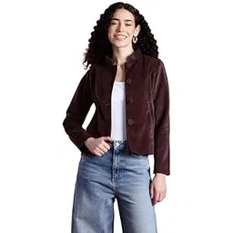 leather retail Women Full Sleeve Velvet Four Button Coffee Jacket-picture-40
